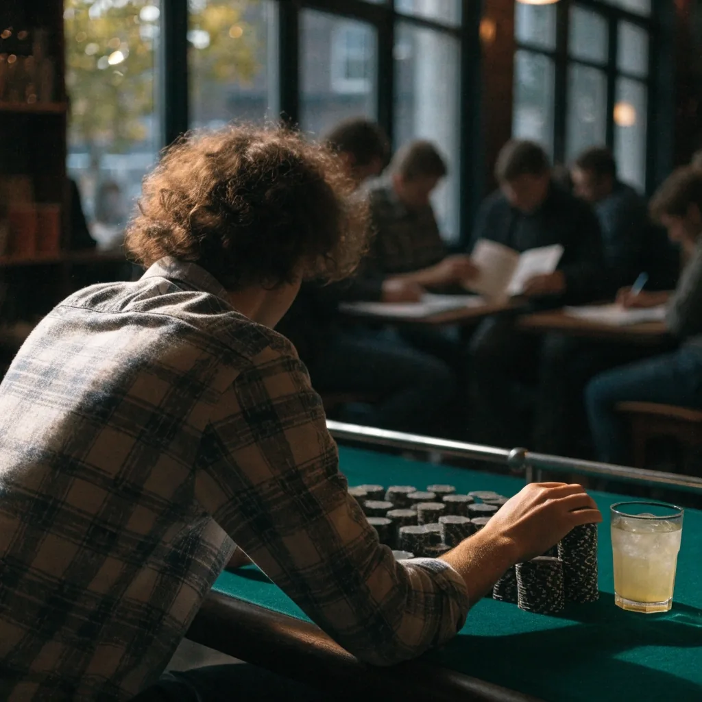 Ruce stálých hostů u stolu při večerní hře v klubu
